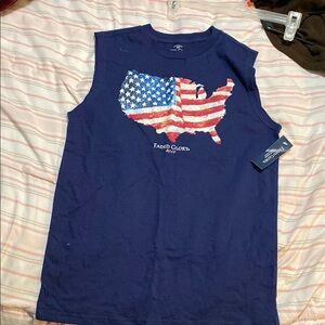 Faded Glory Blue Sleeveless USA Flag Tank Top